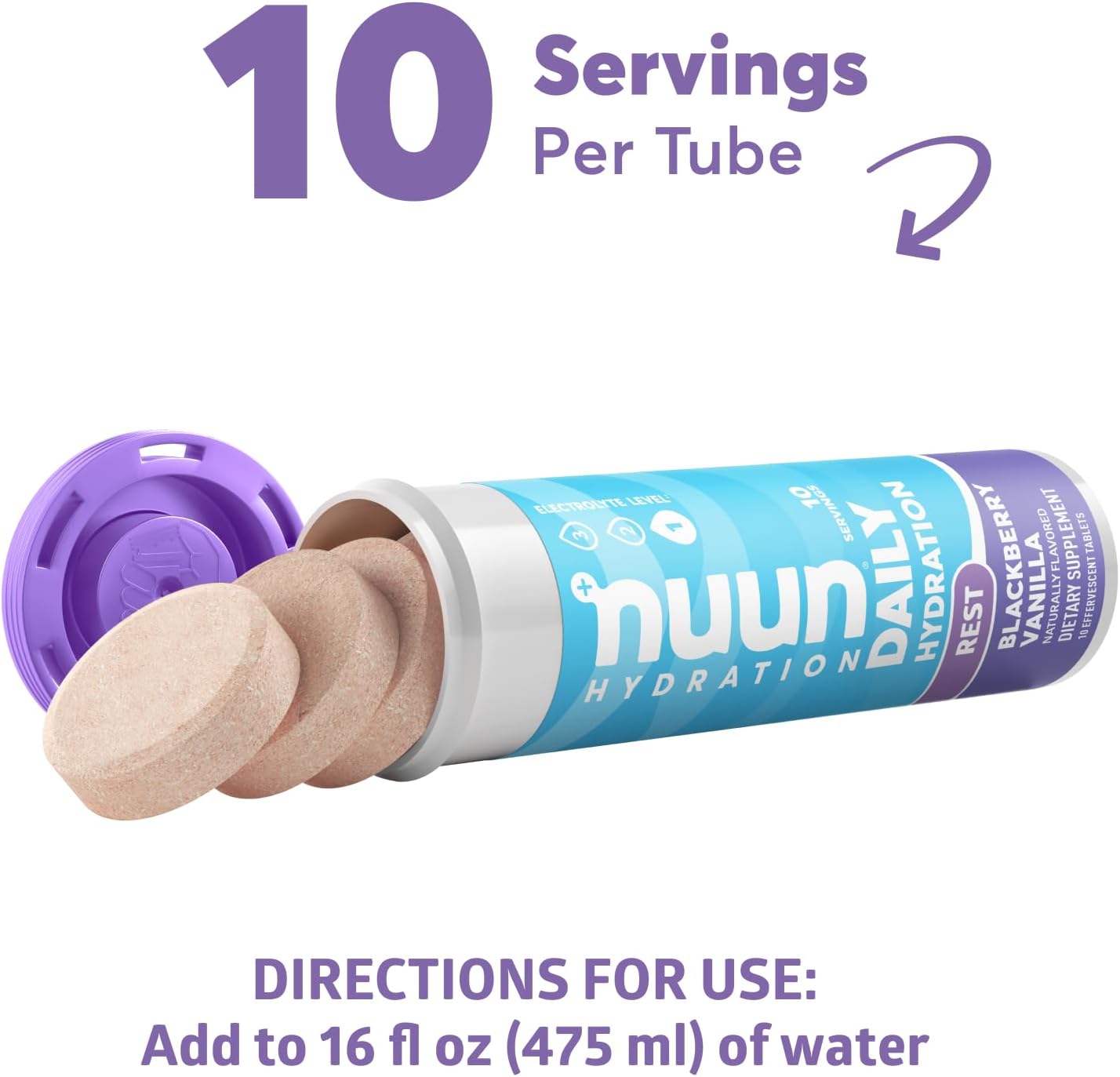 Nuun Hydration Rest & Recovery Electrolyte Tablets, Blackberry Vanilla Flavor, 1g Sugar, Vegan, Non-GMO - 8 Pack