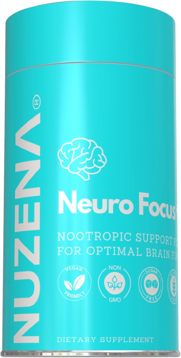 Nuzena Neuro Focus +: 60 Capsules of Advanced Nootropic Formula with Choline for Memory, Brain Speed, Energy, and Focus - Made in USA