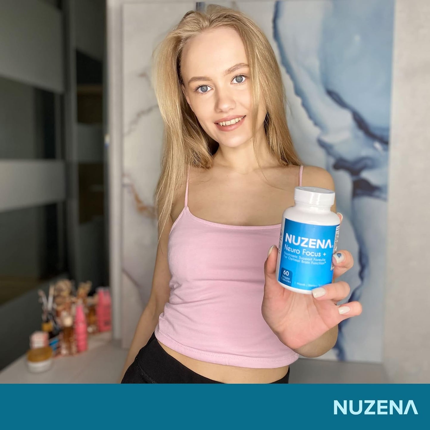 Nuzena Neuro Focus +: 60 Capsules of Advanced Nootropic Formula with Choline for Memory, Brain Speed, Energy, and Focus - Made in USA