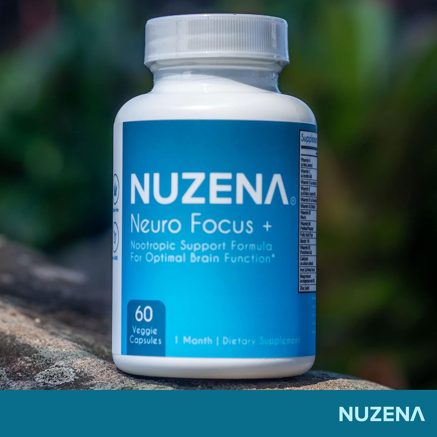 Nuzena Neuro Focus +: 60 Capsules of Advanced Nootropic Formula with Choline for Memory, Brain Speed, Energy, and Focus - Made in USA