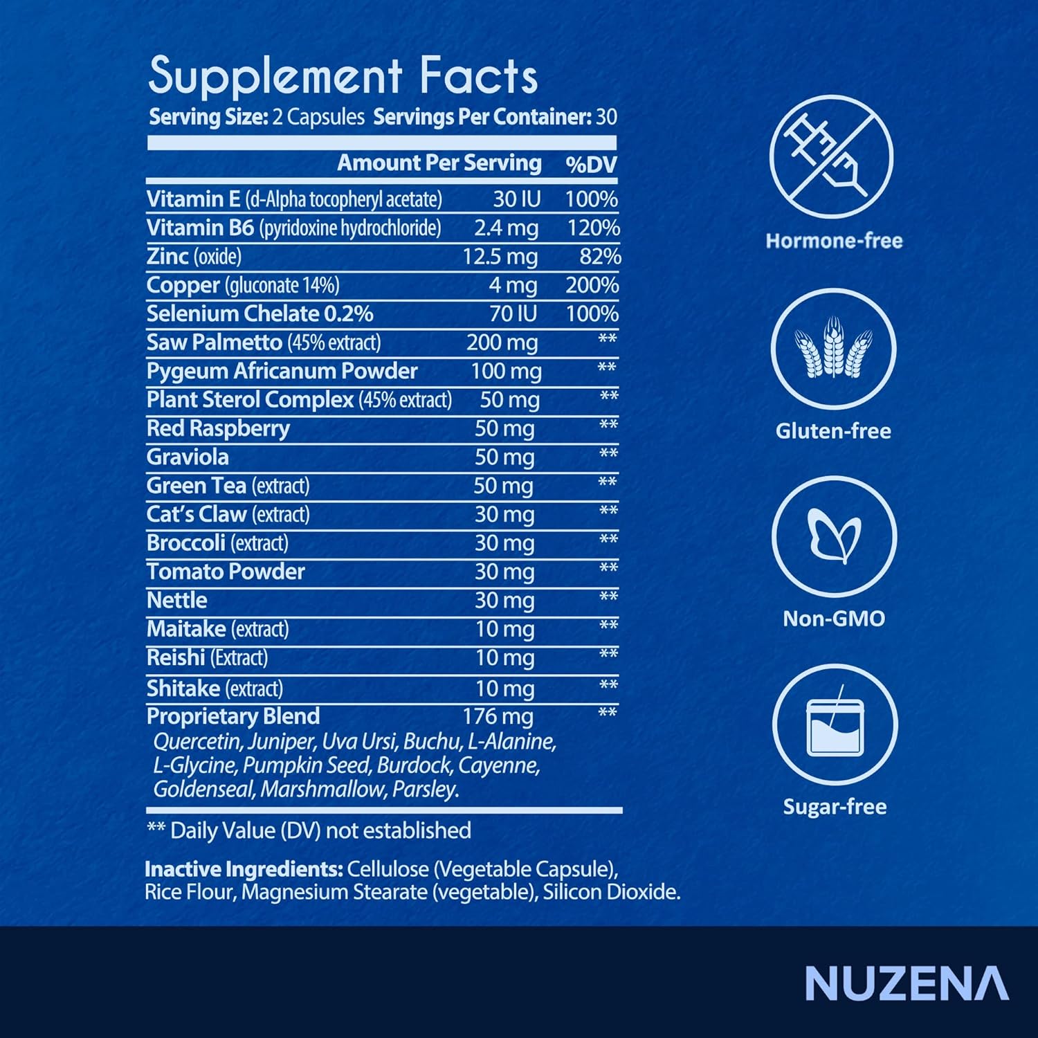 Nuzena Prostate Support +: Advanced Formula with Saw Palmetto and Juniper Berries for Enlarged Prostate - 60 Capsules