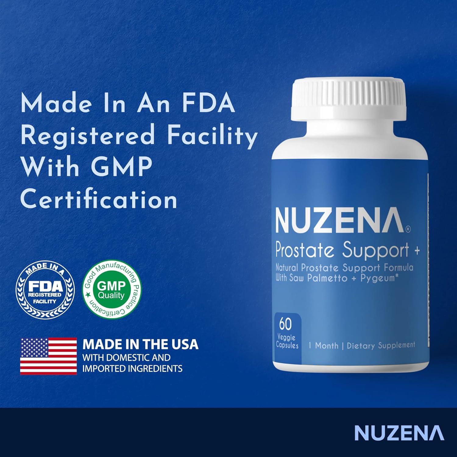 Nuzena Prostate Support +: Advanced Formula with Saw Palmetto and Juniper Berries for Enlarged Prostate - 60 Capsules