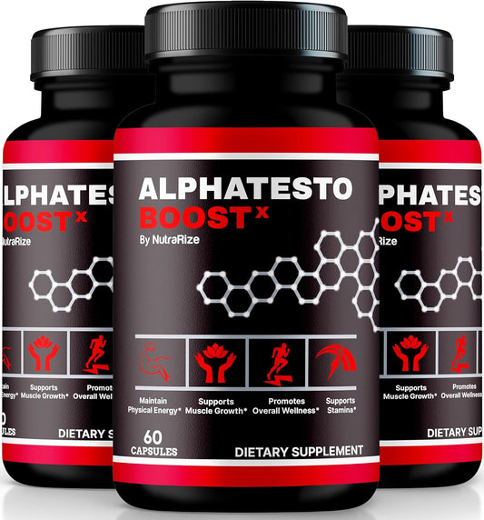 Official Alpha Testo Boost X Pills (3 Pack) - All-Natural Formula for Muscle Health, Daily Nutrition & Performance - Vitamins, 180 Capsules