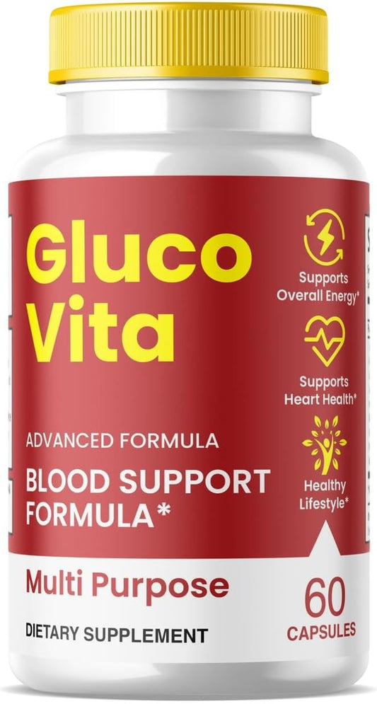 Official GlucoVita Blood Support Capsules - All-Natural 60 Capsules for Overall Well-Being