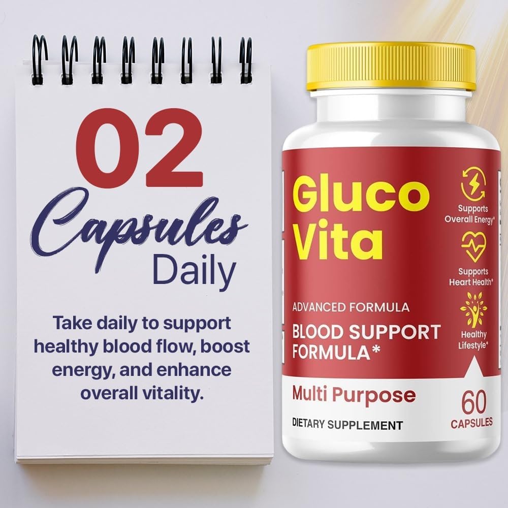 Official GlucoVita Blood Support Capsules - All-Natural 60 Capsules for Overall Well-Being