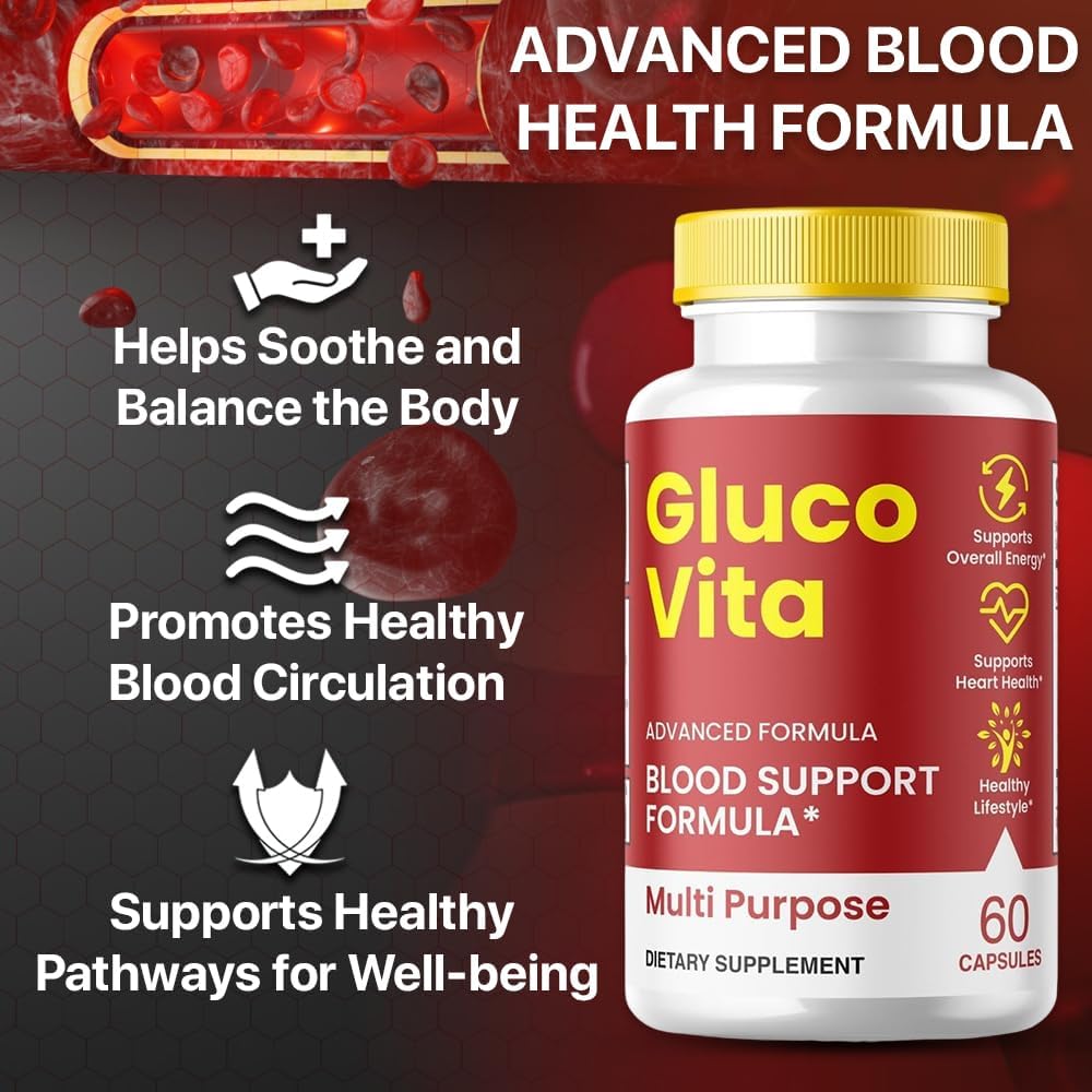 Official GlucoVita Blood Support Capsules - All-Natural 60 Capsules for Overall Well-Being