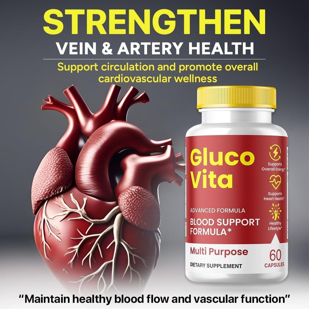 Official GlucoVita Blood Support Capsules - All-Natural 60 Capsules for Overall Well-Being