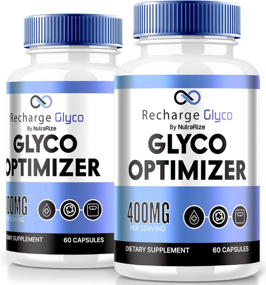 Official NutraRize Recharge Glyco Optimizer - 2 Pack (120 Capsules) | All Natural Glyco Support for Health & Wellness | RechargeGlyco Reviews