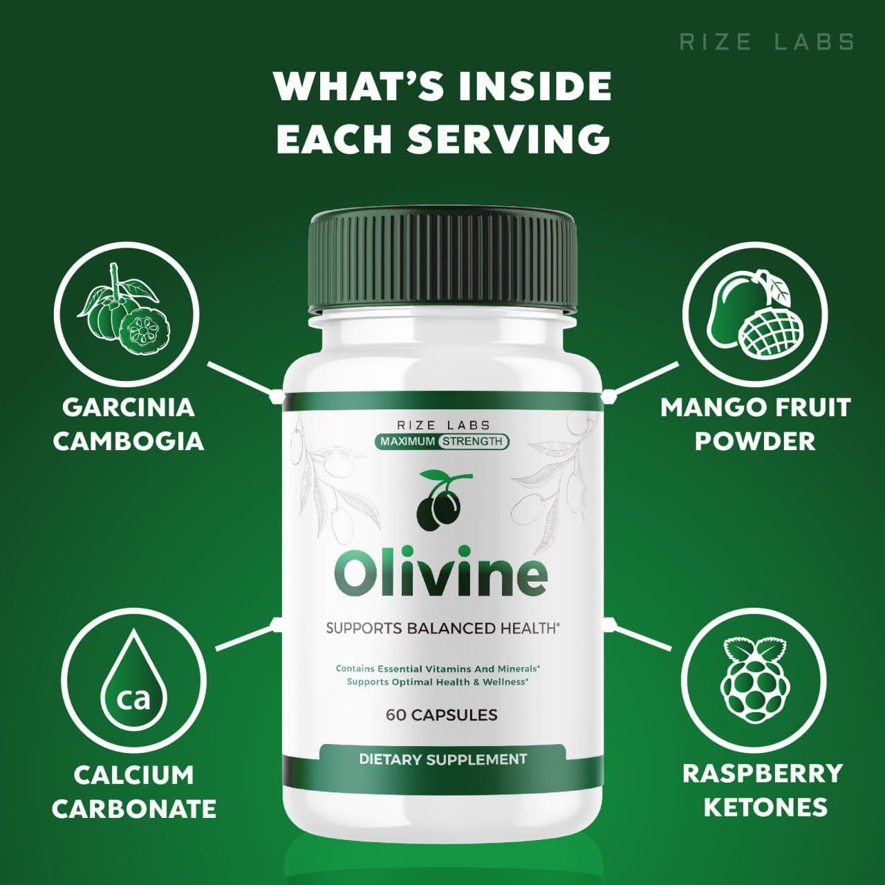 Official Olivine  Slimming Formula  Supplement Capsules - Superfood for Total Body Wellness & Healthy Lifestyle, Lean Physique Pills, Advanced Formula (60 Capsules)