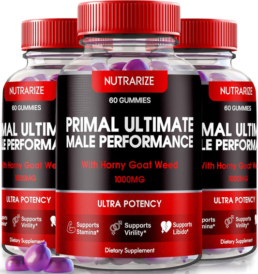 Official PrimalUltimate Performance Supplement (3 Pack) - Premium Gummies for Confidence, Official Prime Ultimate Reviews (180 Gummies)