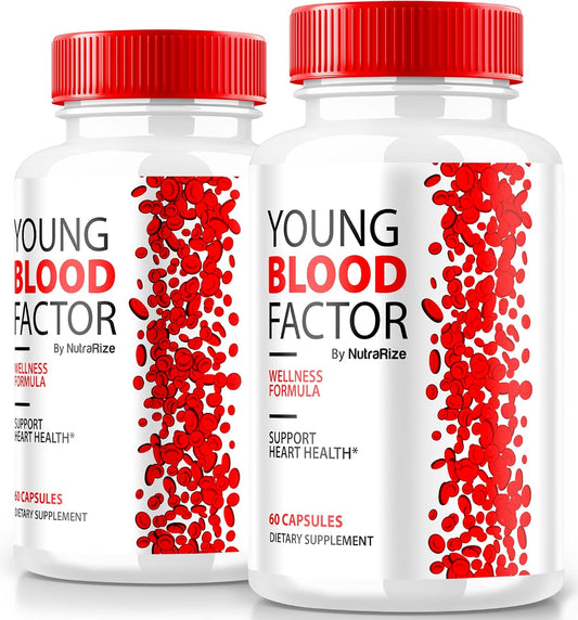 Official Young Blood Factor Capsules (2 Pack) - Natural Blood Vessel Cleaner Supplement for Healthy Levels - Support Pills (120 Capsules)