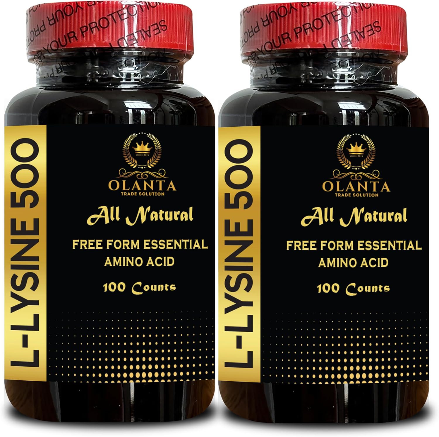 OLANTA TRADE SOLUTION L-LYSINE 500 - Amino Acid Vitamin Supplement for Menopause Energy Support - 2 Bottles 200 Counts