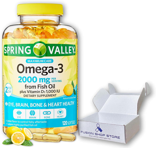 Omega 3 Fish Oil Softgels - 2000mg, Pack of 1, 120 Count by Fusion Shop Store
