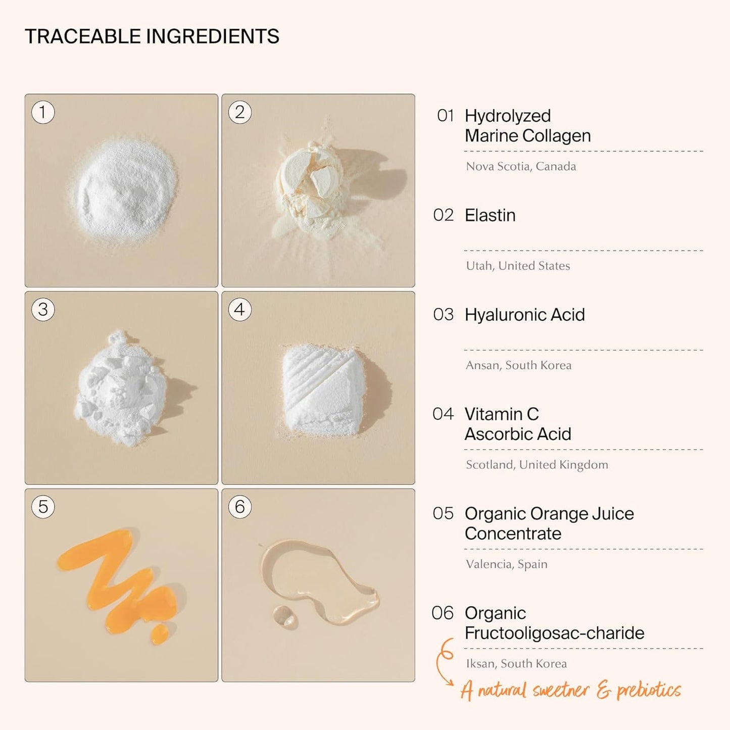 On-The-Go Triple Collagen Liquid Packets with Peptides, Marine Collagen, Elastin, Hyaluronic Acid, and Vitamins for Healthy Skin - Orange Flavor - 14 Stick Packs