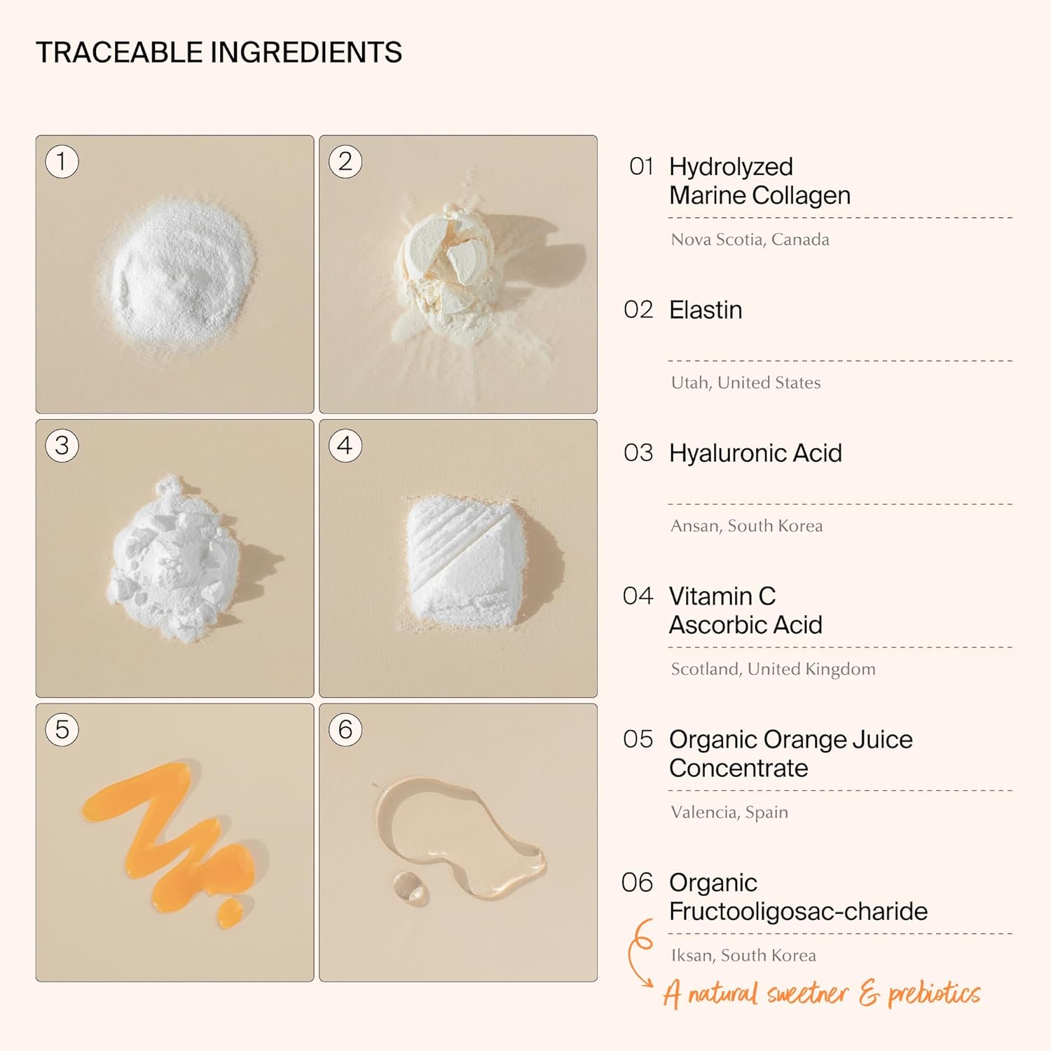 On-The-Go Triple Collagen Liquid Packets with Peptides, Marine Collagen, Elastin, Hyaluronic Acid, and Vitamins for Healthy Skin - Orange Flavor - 14 Stick Packs