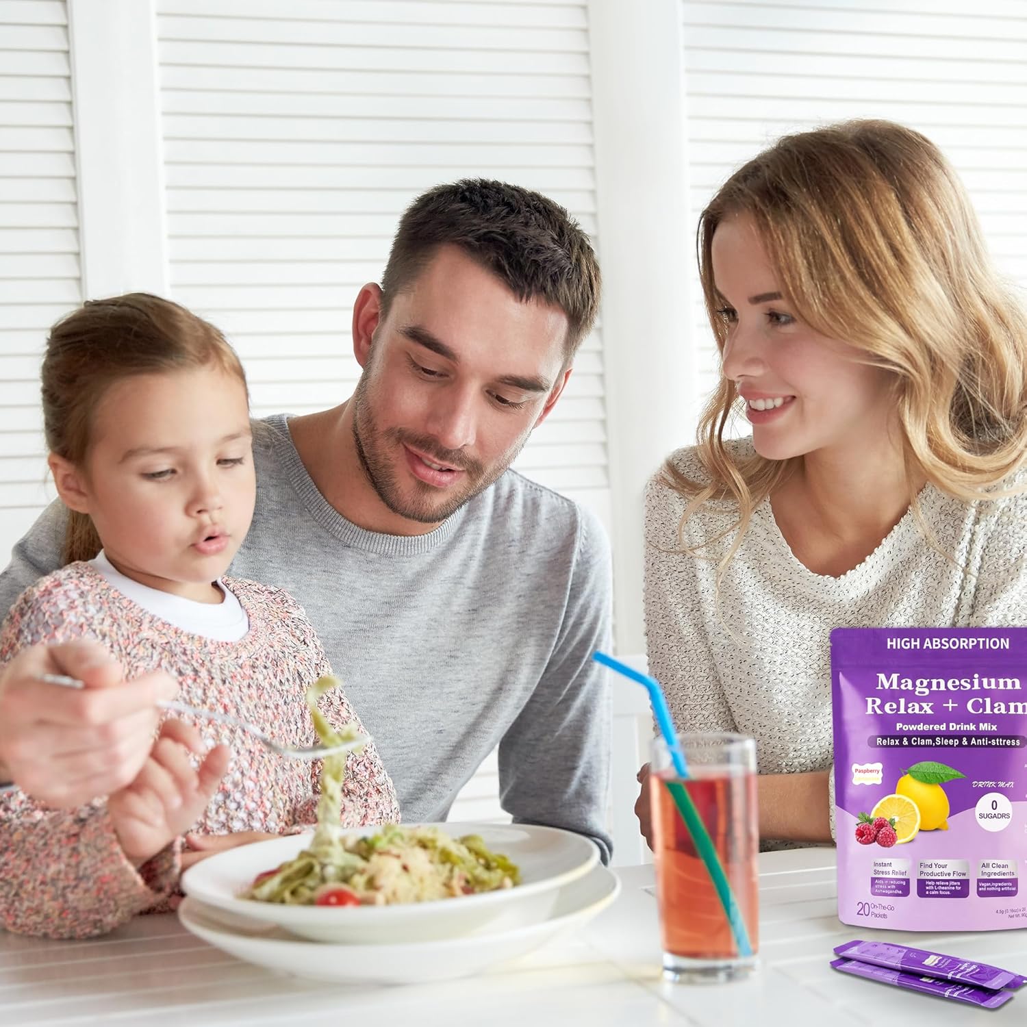 ONEDEW Calm Magnesium Powder with L-Theanine, Magnesium Glycinate, and Ashwagandha - Anti-Stress Relaxation Drink Mix for Better Sleep - 20 Packets