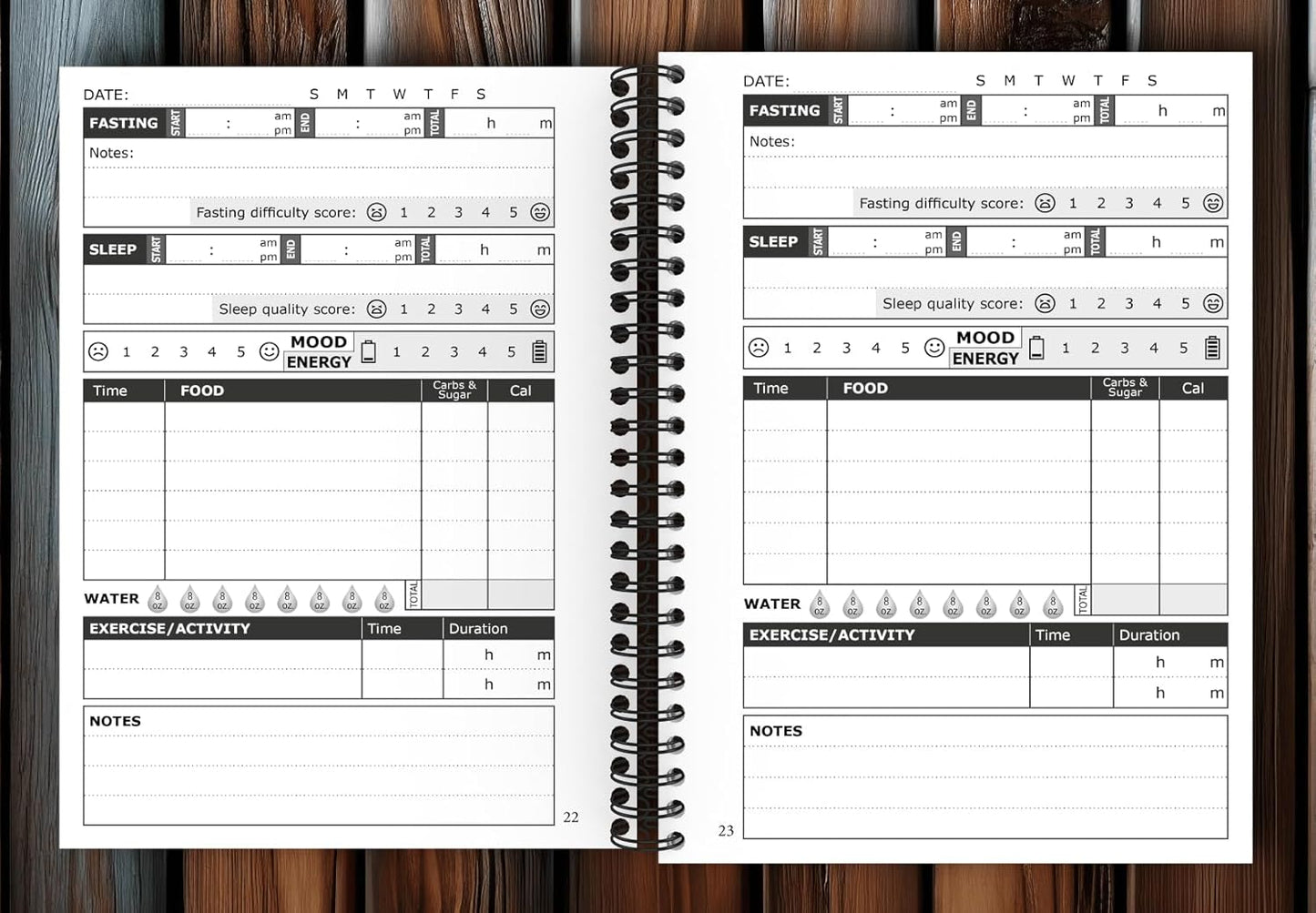 OptiLiving Publishing 12-Week Intermittent Fasting Tracker: Log Fasted Hours, Food Intake,  Slimming Formula , Exercise, Sleep, & More - A5 Spiral Bound