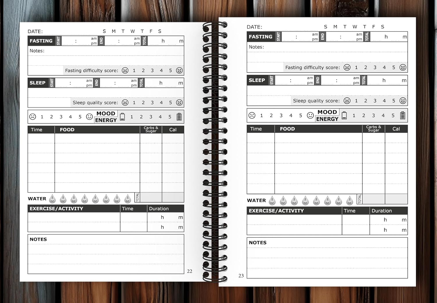 OptiLiving Publishing 12-Week Intermittent Fasting Tracker: Log Fasted Hours, Food Intake,  Slimming Formula , Exercise, Sleep, & More - A5 Spiral Bound