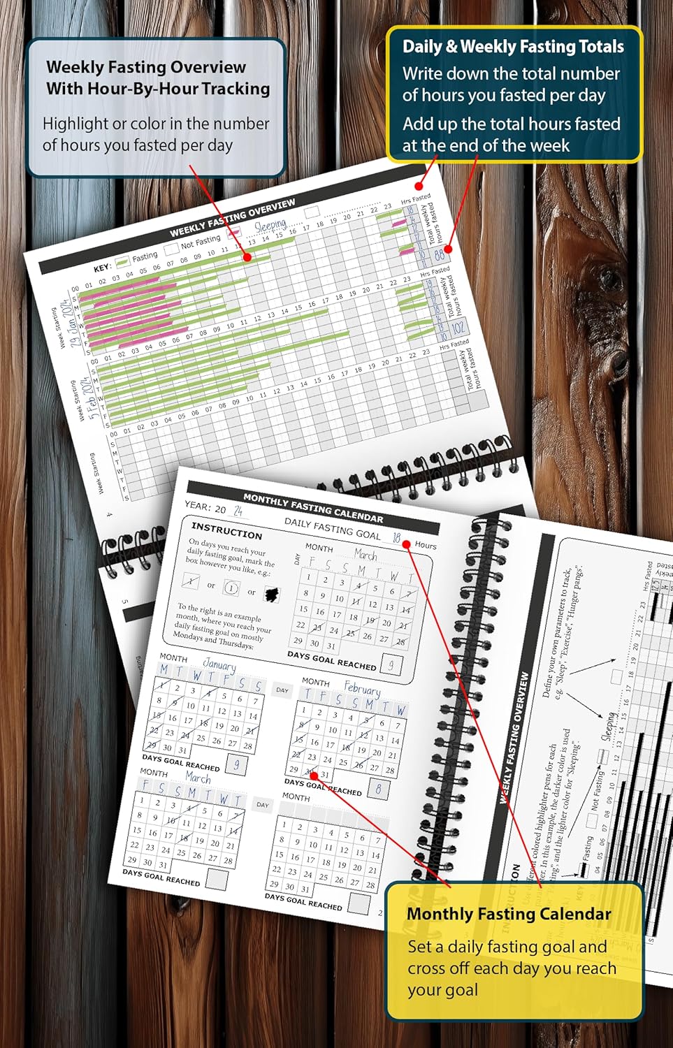 OptiLiving Publishing 12-Week Intermittent Fasting Tracker: Log Fasted Hours, Food Intake,  Slimming Formula , Exercise, Sleep, & More - A5 Spiral Bound