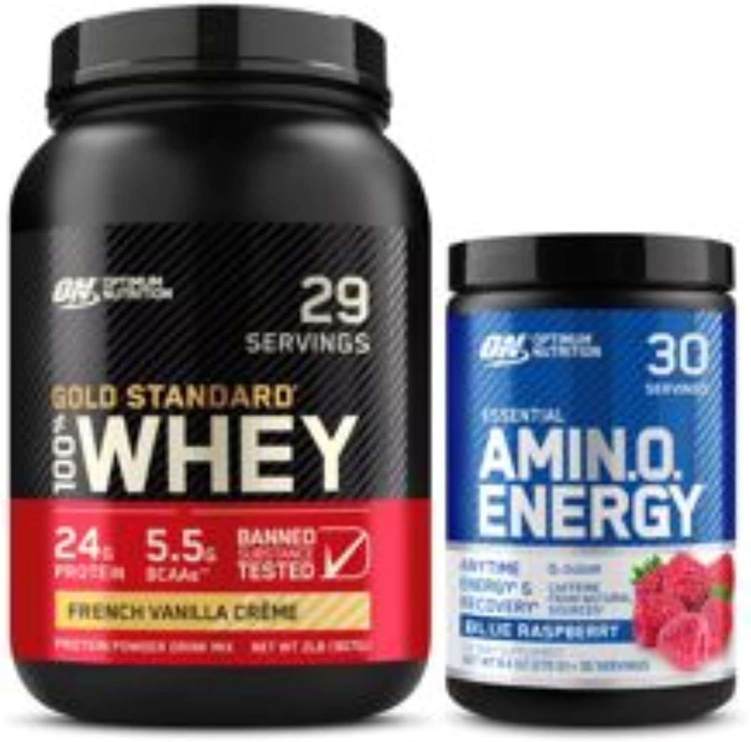 Optimum Nutrition Amino Energy Blue Raspberry & Gold Standard Whey Protein French Vanilla Creme Bundle