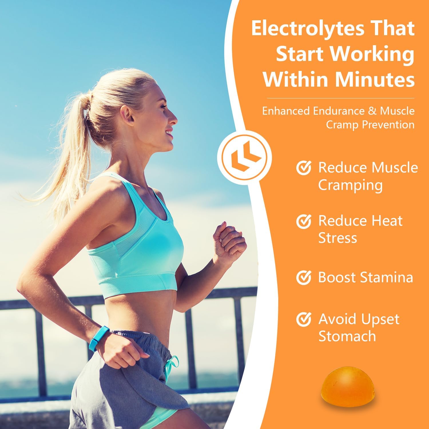 Orange Flavored POLLOCK Electrolyte Gummies - 60 Count for Enhanced Endurance & Muscle Cramp Prevention, 2 Gummies per Serving