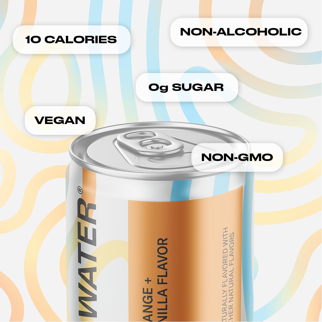 Orange Vanilla Psychedelic Water: Mood-Enhancing Kava Relaxation Drink with Mucuna Pruriens, Stevia, Gluten-Free, Low Calorie, Non-Alcoholic Adaptogen Mocktails - 12 Pack