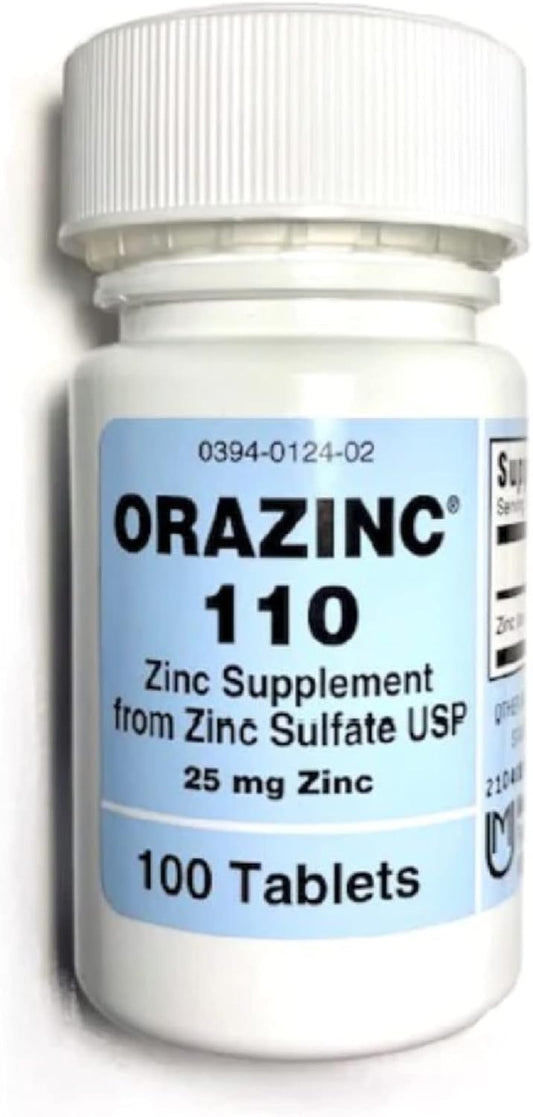 Orazinc 25mg Zinc Supplement for Hormone Regulation & Health - 100 Tablets