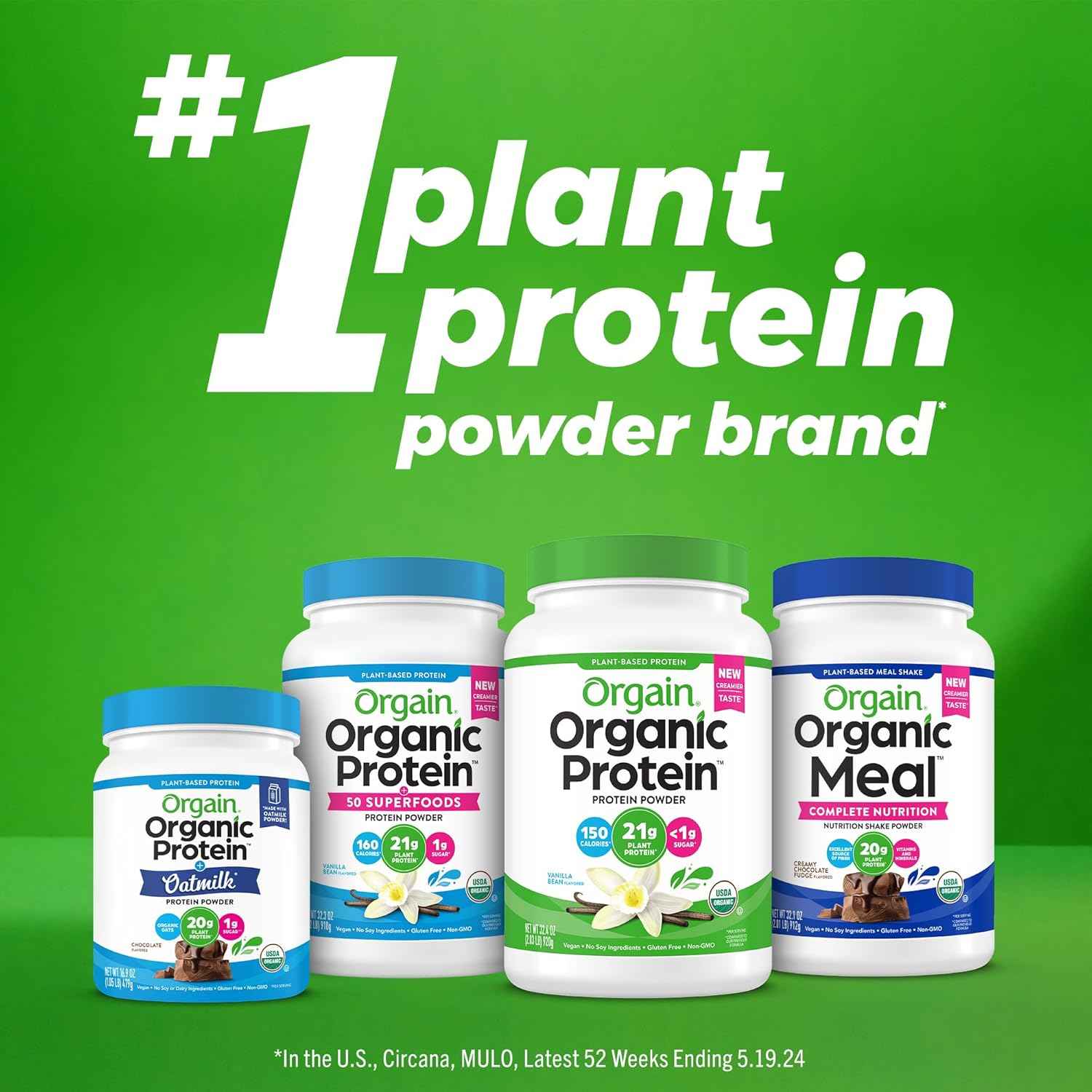 Orgain Organic Vegan Meal Replacement Protein Powder, Creamy Chocolate Fudge - 20g Plant Based Protein, Gluten Free, Dairy Free, Lactose Free, Soy Free, No Sugar Added, For Smoothies & Shakes - 2.03lb