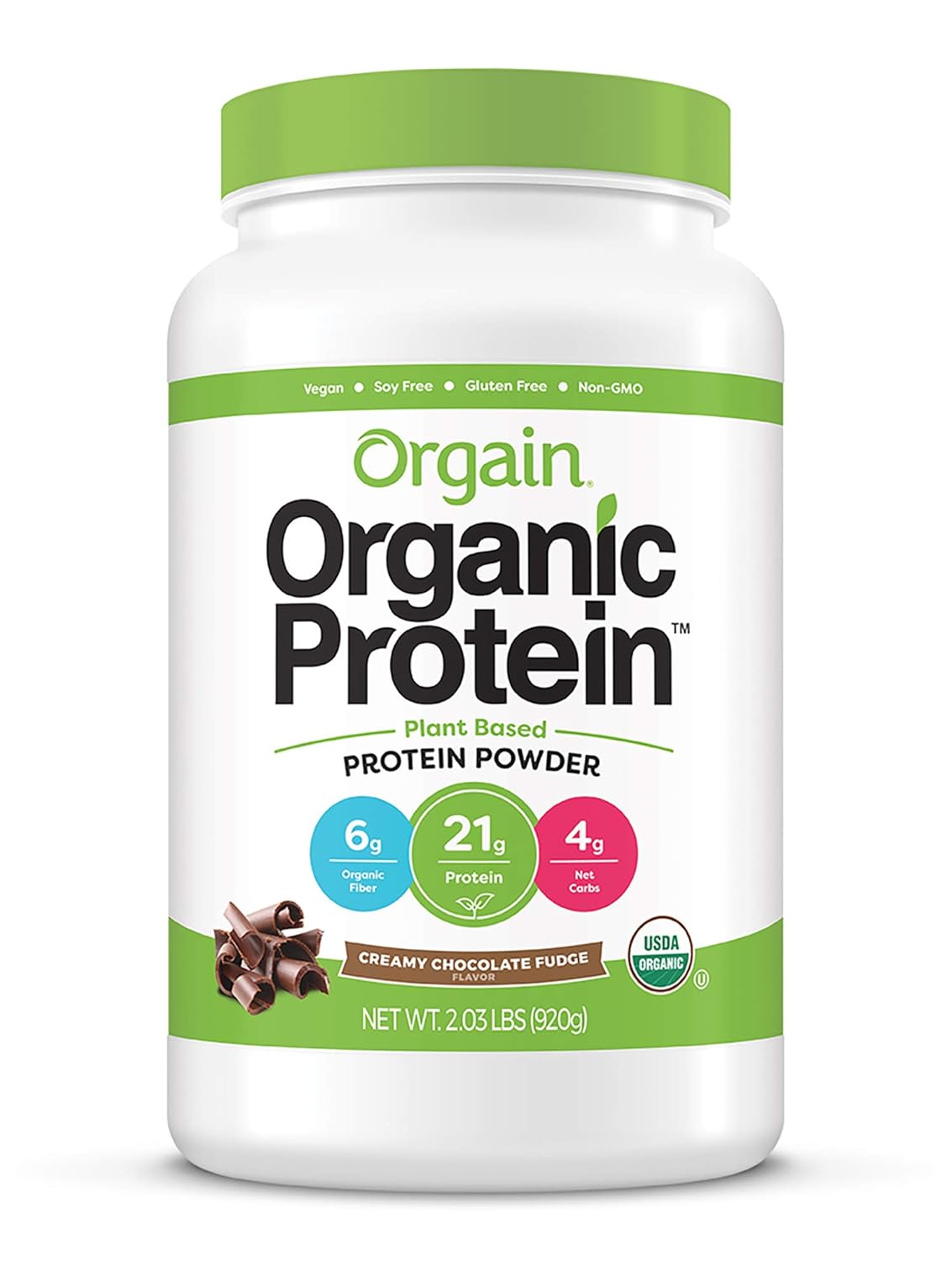 Orgain Organic Vegan Protein Powder Variety Pack - Vanilla Bean & Creamy Chocolate Fudge, 21g Plant Based Protein, Gluten/Dairy/Soy Free, No Sugar Added, With Iron & Prebiotics, 1.94lb & 2.03lb