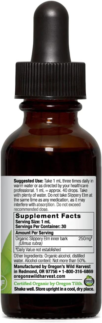 Organic 1:4 Slippery Elm Extract from Oregon's Wild Harvest - 1 fl oz