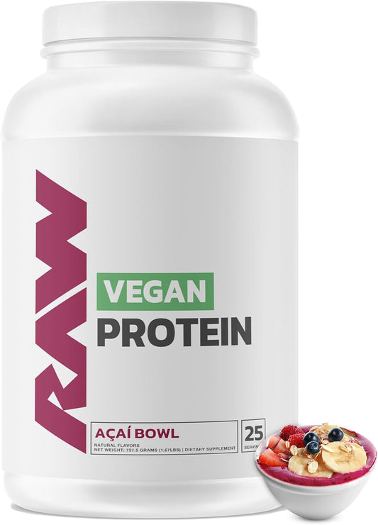 Organic Acai Bowl Protein Powder - 20g Plant-Based Protein, Vitamin-Enhanced for Muscle Recovery - Low-Fat, Low Carb, Natural Flavor, 25 Servings