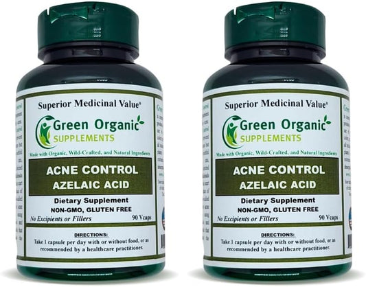 Organic Acne Supplements with Azelaic Acid, 90 VCaps, High Absorption, Non-GMO, Gluten-Free (2 Pack)