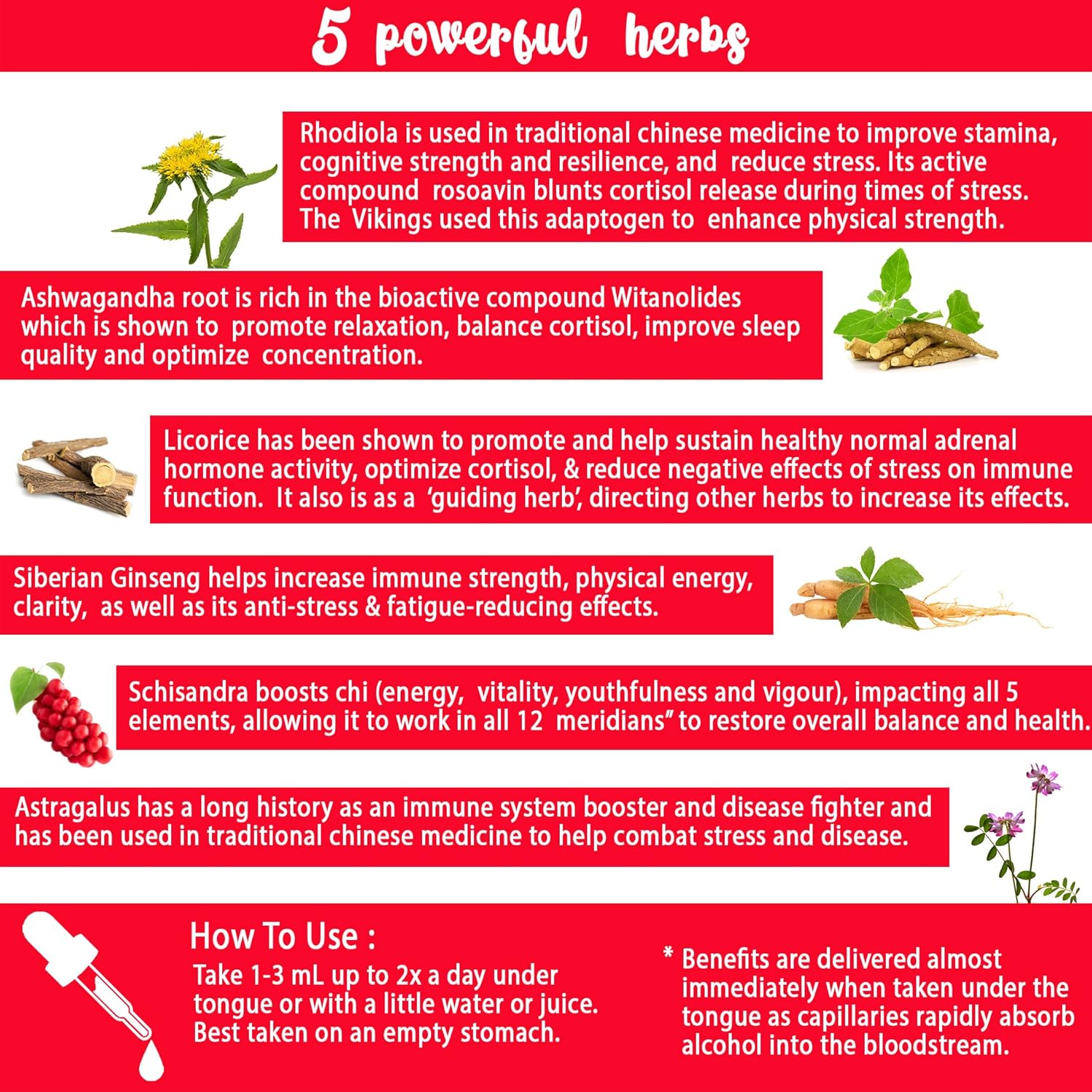 Organic Adrenal +Plus Herbal Tincture: Stress Relief & Energy Boost - Rhodiola, Ashwagandha, Astragalus, Eleuthero - 50 mL