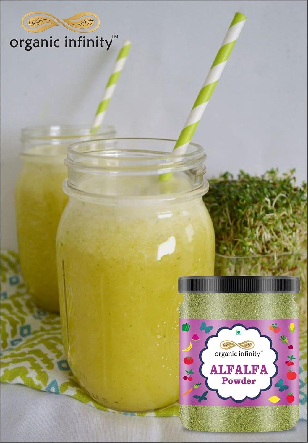 Organic Alfalfa Grass Powder - 500g (17.6 oz) - Medicago Sativa Supplement