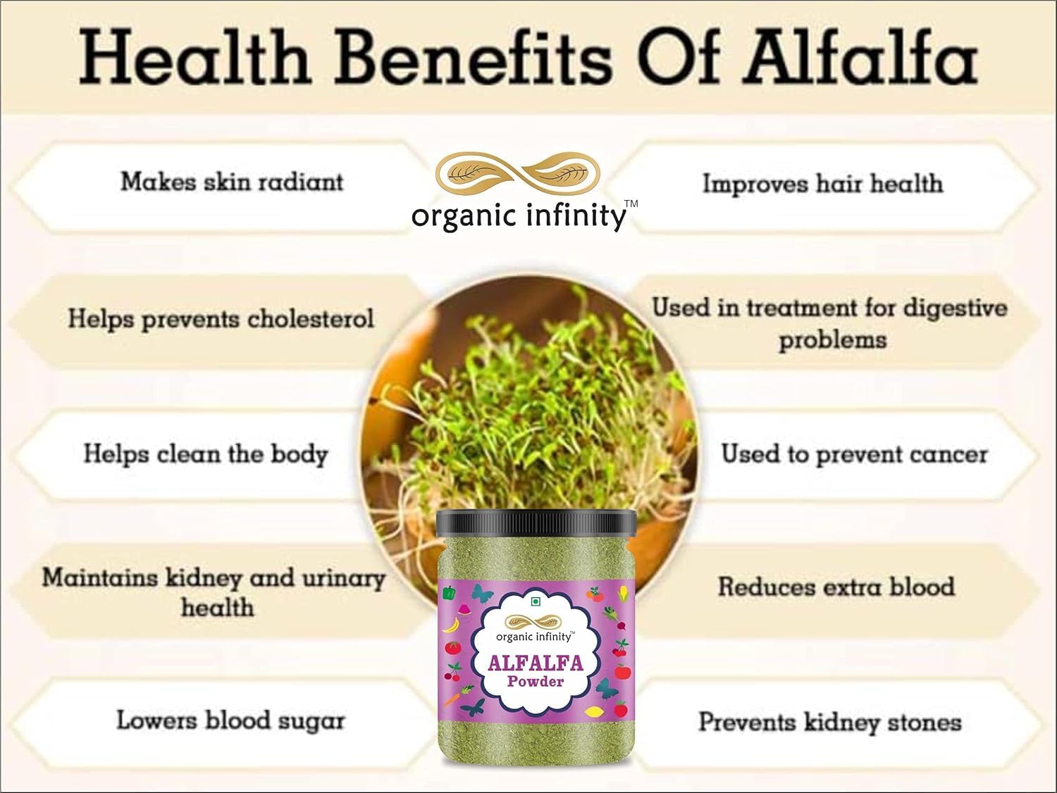 Organic Alfalfa Grass Powder - 500g (17.6 oz) - Medicago Sativa Supplement