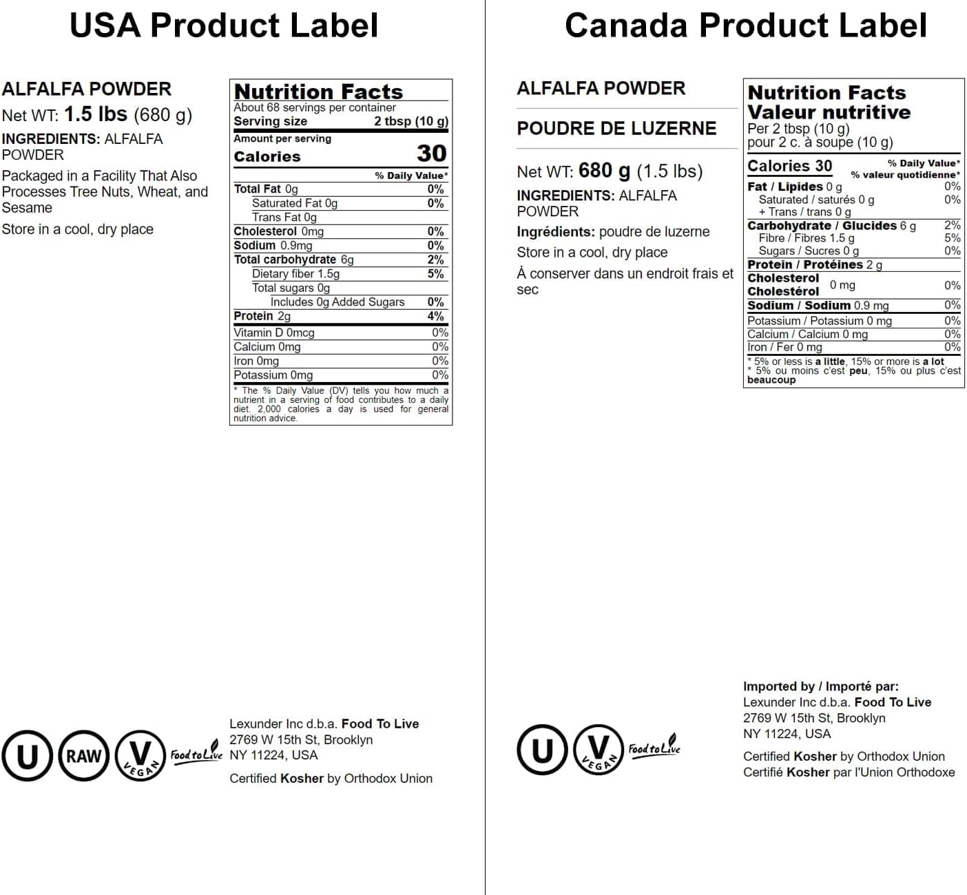 Organic Alfalfa Powder 1.5lb - Raw Whole Young Leaves, Vegan, Bulk - Ideal for Baking, Juices, Smoothies, Shakes, Tea, Instant Breakfast Drinks