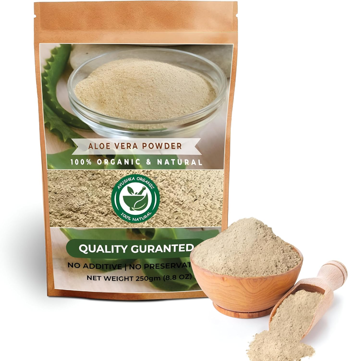 Organic Aloe Vera Powder - Hair, Skin, Natural Remedies - 100% Pure, Chemical-Free - 250Gm