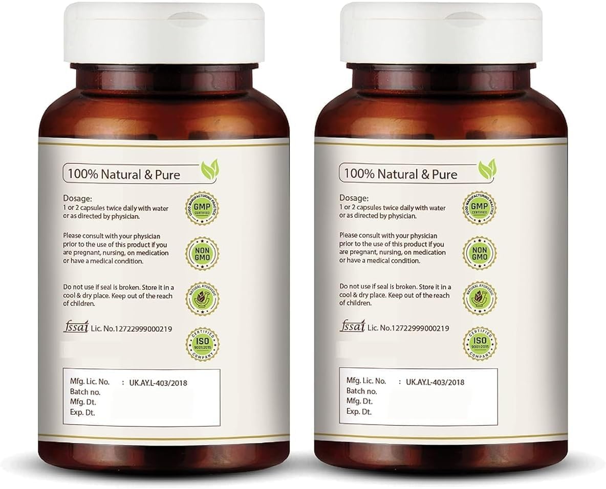 Organic Amla Capsules 60 Count - Natural Antioxidant and Immunity Booster with Vitamin C - Hair Growth Herbal Supplements (Pack of 2)