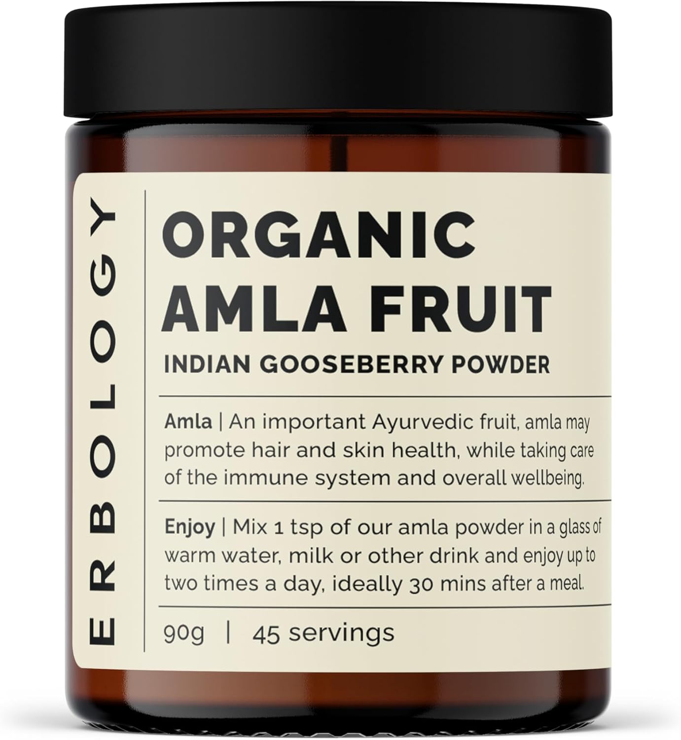 Organic Amla Powder 3.2 oz - Immunity Support - Vitamin C Rich - Skin & Hair Regeneration - Indian Gooseberry - Raw, Vegan, Gluten-Free - 45 Servings