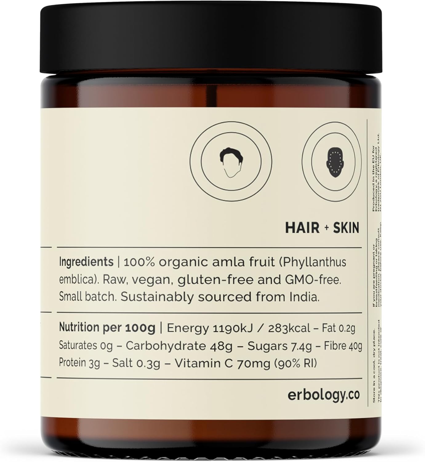 Organic Amla Powder 3.2 oz - Immunity Support - Vitamin C Rich - Skin & Hair Regeneration - Indian Gooseberry - Raw, Vegan, Gluten-Free - 45 Servings