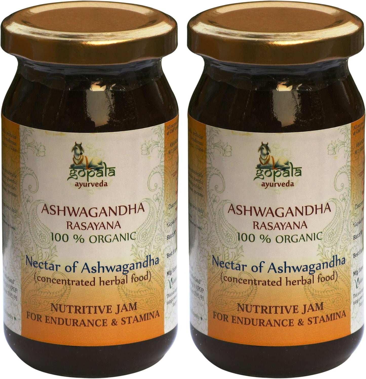 Organic Ashwagandha Rasayana Herbal Jam 500g - Pack of 2 | USDA Certified Ayurvedic Product by GOPALA AYURVEDA