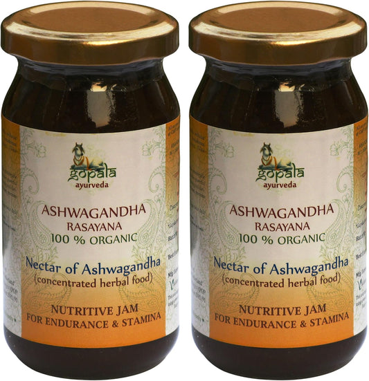 Organic Ashwagandha Rasayana Herbal Jam 500g - Pack of 2 | USDA Certified Ayurvedic Product by GOPALA AYURVEDA