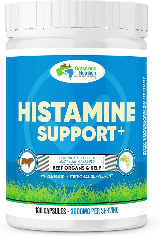 Organic Australian Grassland Nutrition Beef Kidney Organ Blend - High DAO, Histamine Support (180 Capsules)