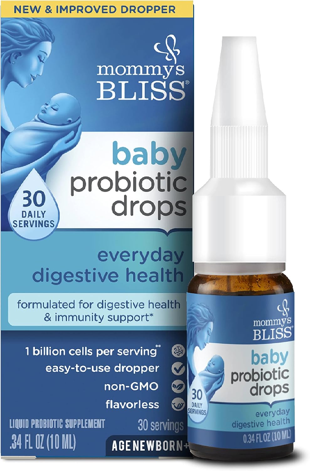 Organic Baby Vitamin D Drops and Baby Probiotic Drops Combo Pack - 100 Servings Vitamin D, 30 Servings Probiotic