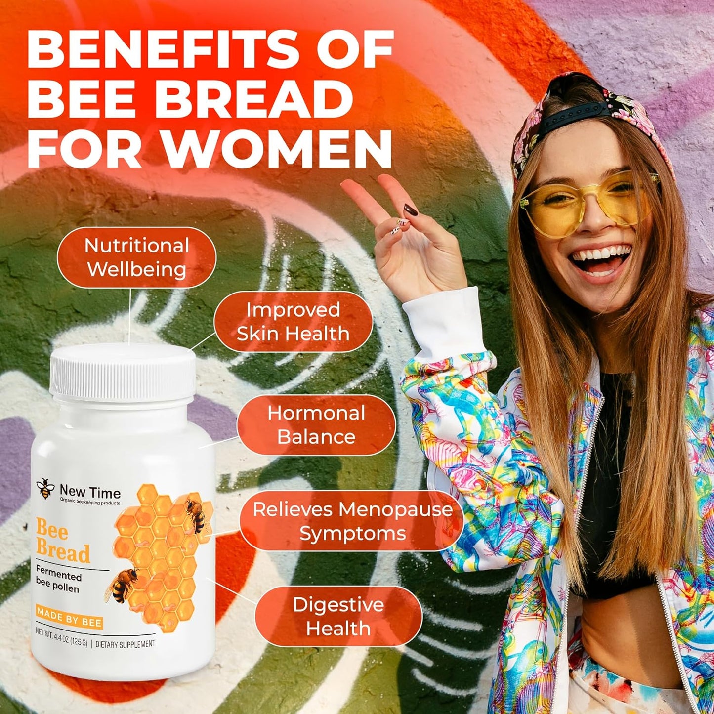 Organic Bee Bread: Fermented Bee Pollen 4.4oz - 100% Natural Superfood Granules for Breast Growth & Immune Support