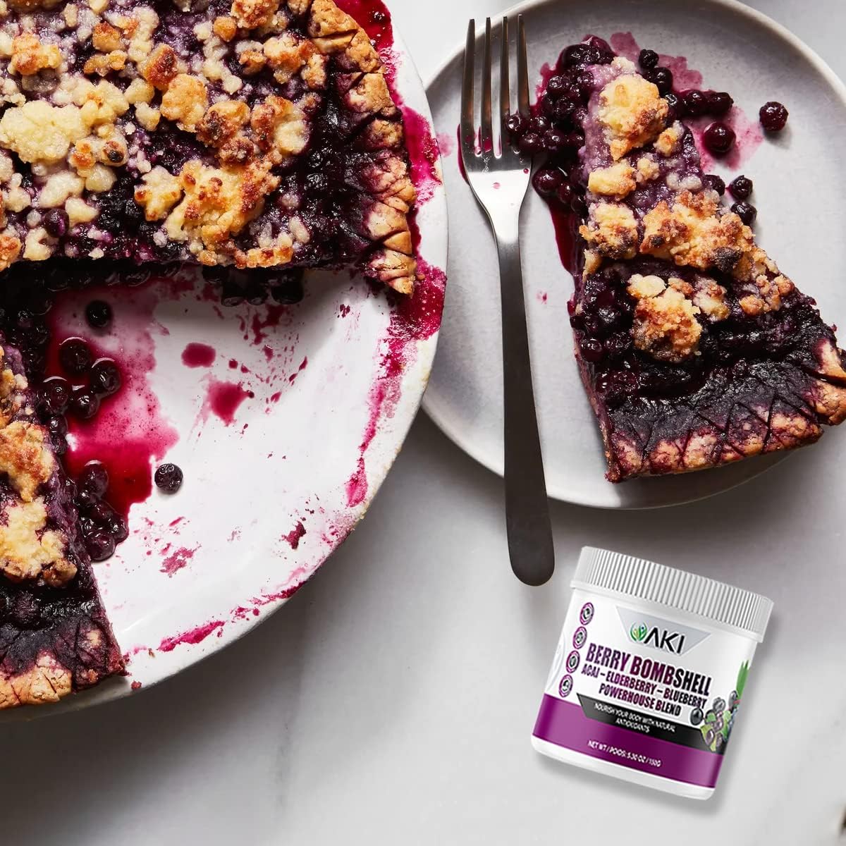 Organic Berry Bombshell Superfood Blend - Acai, Elderberry, Blueberry (5.3oz/150g) - Nutritious, Delicious, Vegan, Gluten-Free