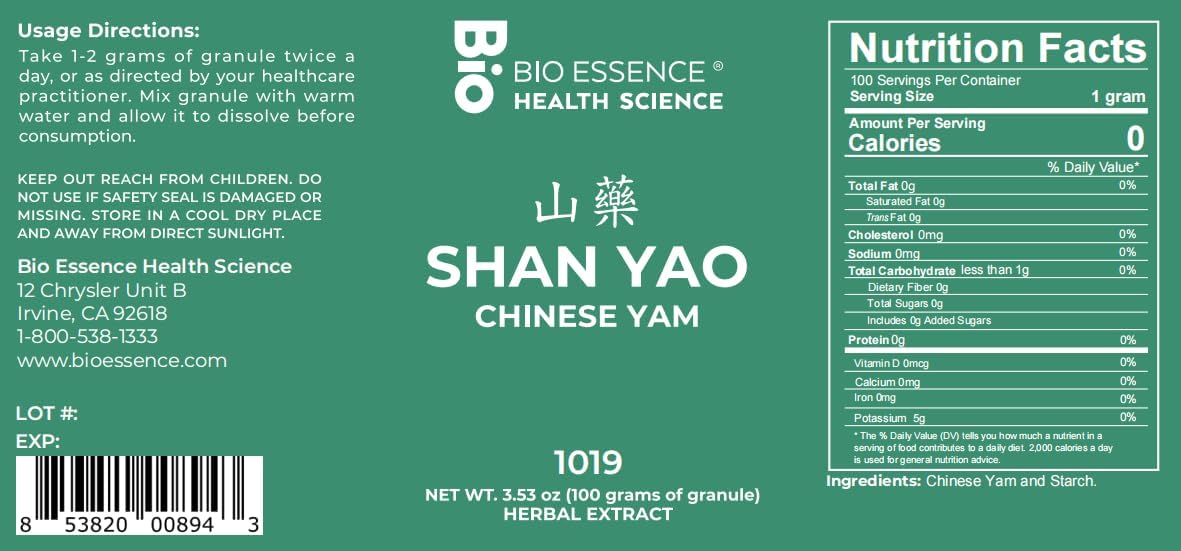 Organic Bio Essence Health Science Chinese Yam 100g Root Vegetable Supplement