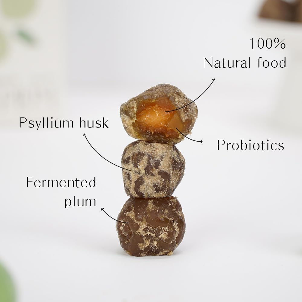 Organic Bium Plum Fermented Dried Fruit 5 Pack - Gut Health & Constipation Relief - Unsulfured Pitted Plums & Prunes - Chewy & Crisp - 2800-Hour Fermentation