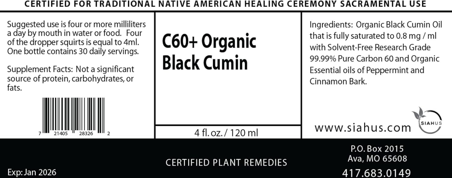 Organic Black Cumin C60+ Supplement for Enhanced Health and Wellness