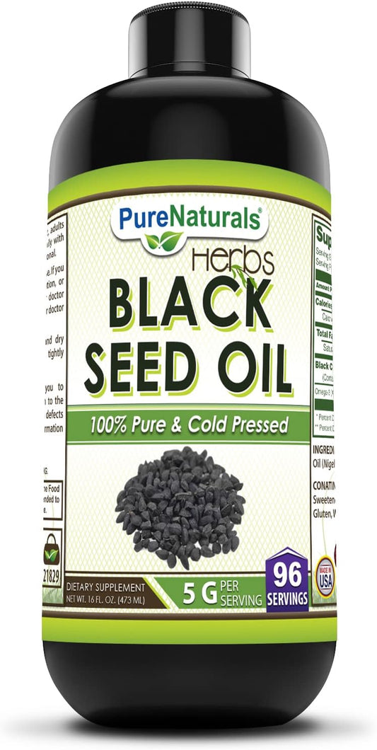 Organic Black Seed Oil Supplement | 16 Oz Bottle | 5 G Per Serving | 96 Servings | Non-GMO & Gluten-Free | USA-Made